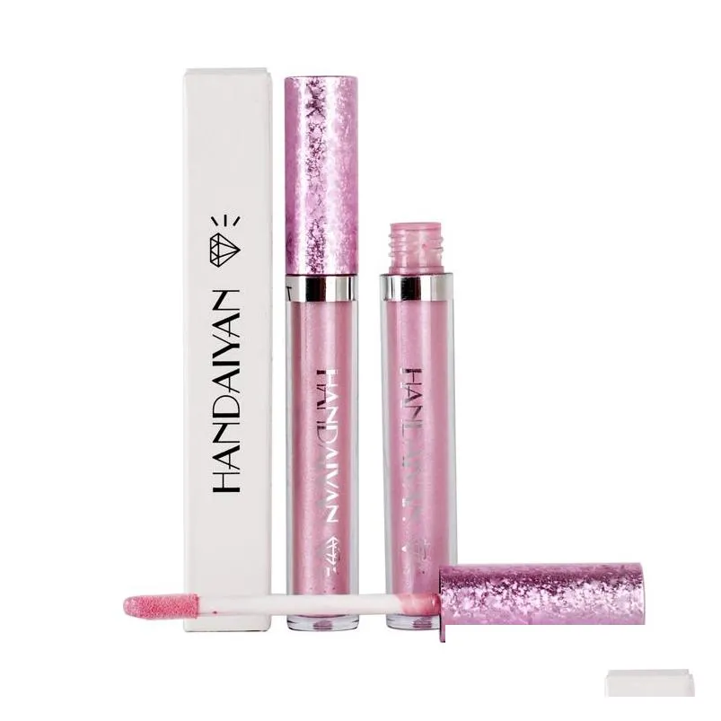 Handaiyan 6 Color Diamond Lip Gloss Luster Lipgloss Charm Glitter Pearlescent Non-stick Cup Makeup Liquid Lipstick