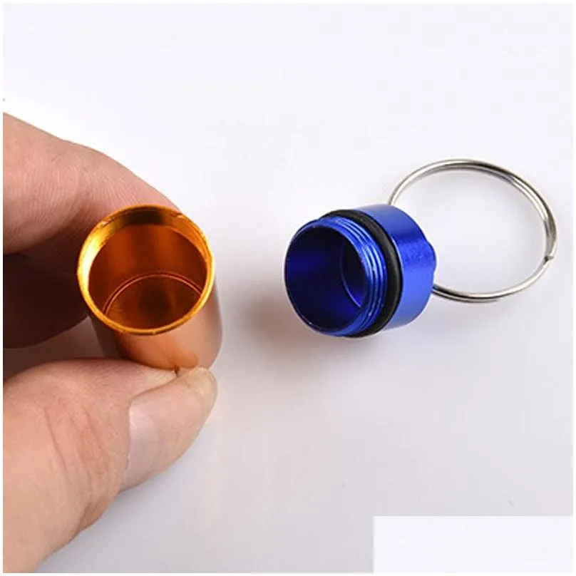 travel aluminum alloy waterproof pill box case keyring key chain medicine storage organizer bottle holder container keychain dbc