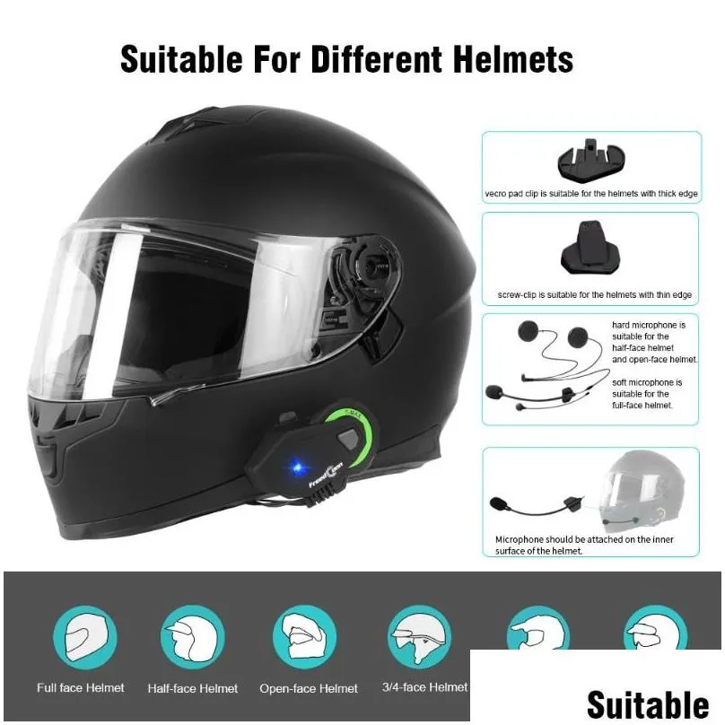 Newest dconn T-Max M Wireless Motorcycle helmet bluetooth Headphone Headset with Microphone for Phone Call1239l