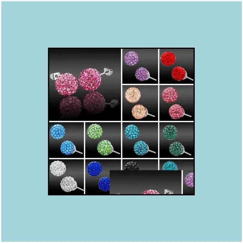 stud earrings jewelry 30 pairslot 10mm rhinestone mix colors white disco ball beads clay crystal drop delivery 2021 pecgh9829748