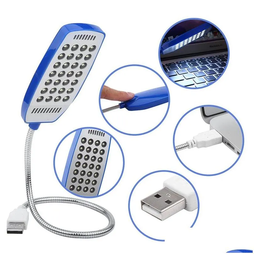 USB Reading Lamp with 28 LEDs Lights 5V Flexible Gooseneck Mini USB Book light for Laptop Notebook PC Computer