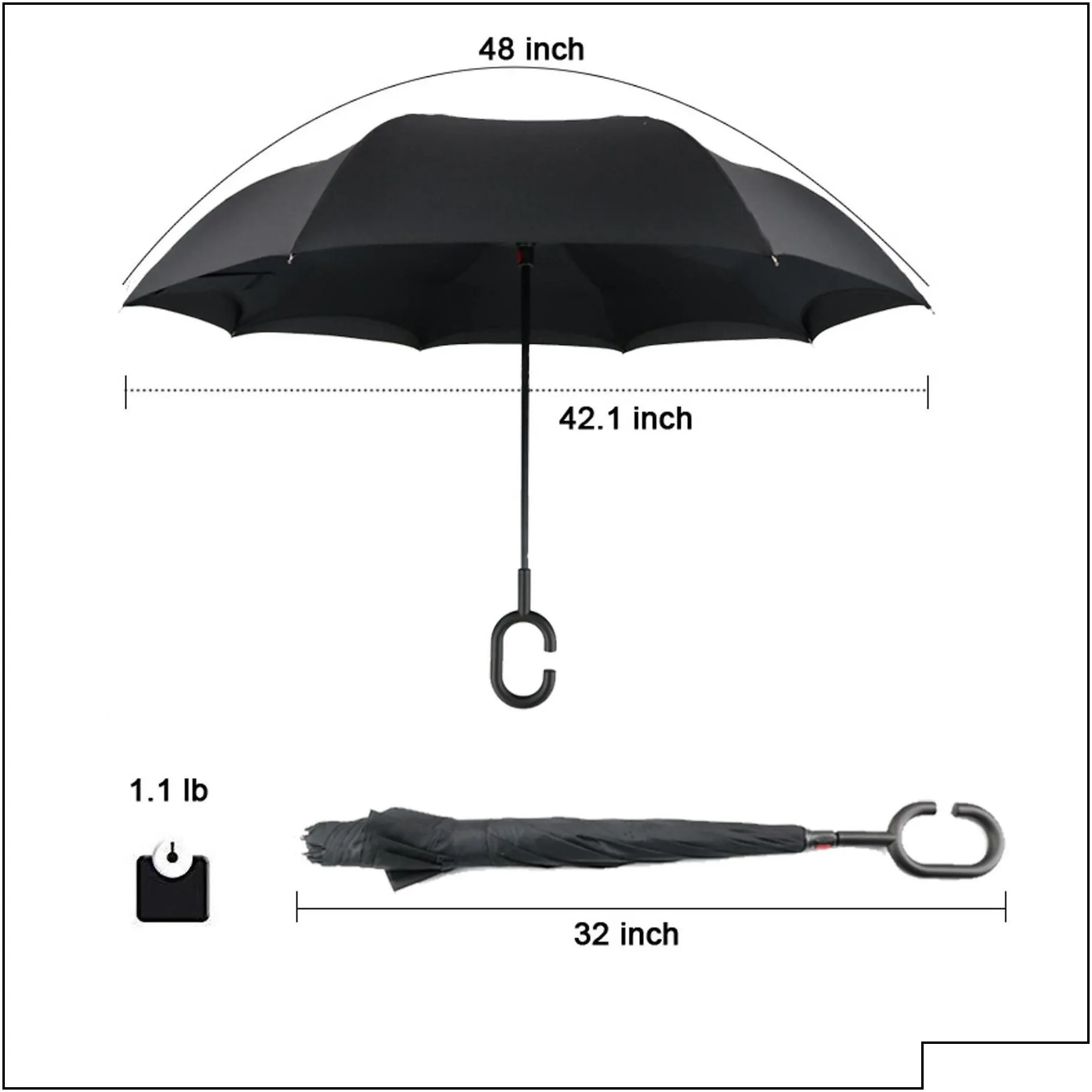 On-Course Umbrella Antirebound Double Layer Inverted With Cshaped Handle Drop Delivery Sports Outdoors Golf Dhba1