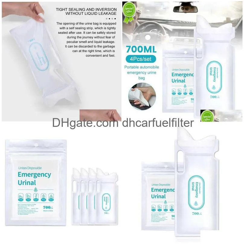  4pcs 700ml emergency portable car urine bag vomit bags mini mobile toilets handy unisex disposable urinal toilet bag