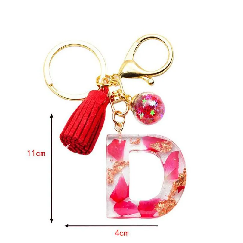 tassel letter keychain trendy creative colorful 26 english initial resin handbag keyring accessories for women gift