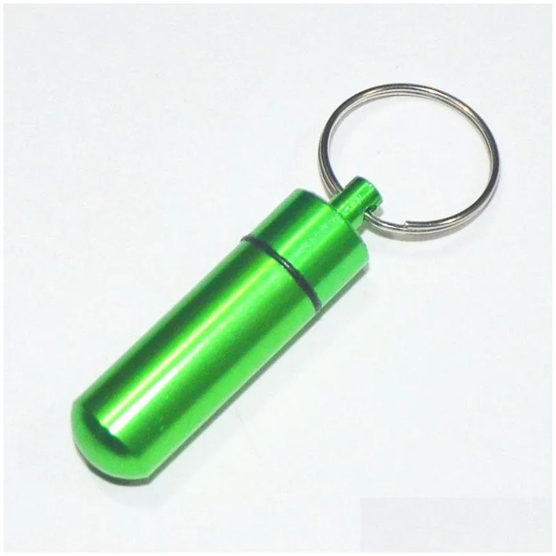 waterproof keychain aluminum pill box case bottle cache holder container keyring medicine package health care