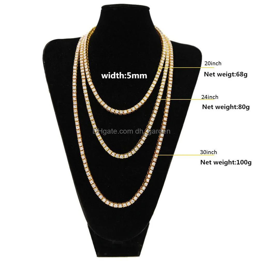 men hip hop bling iced out tennis chain 1 row necklace sumptuous clastic silver black rose gold chains fashion jewelry