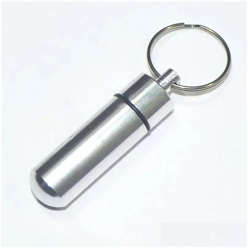 14mm*52mm portable waterproof mini aluminum pill case keychain tablet storage box bottle cases holder high quality