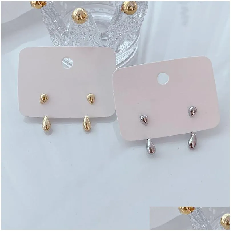 personality two ways to wear water drop metal stud earrings for women trendy simple delicate boucle jewelry