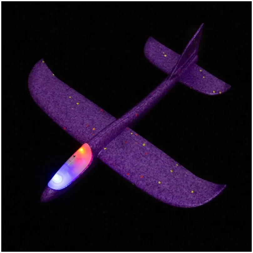 DIY Hand Throw LED Lighting Up Flying Glider Plane Toys Foam Airplane Model Outdoor Games Flash Luminous Toys For Children DH9787