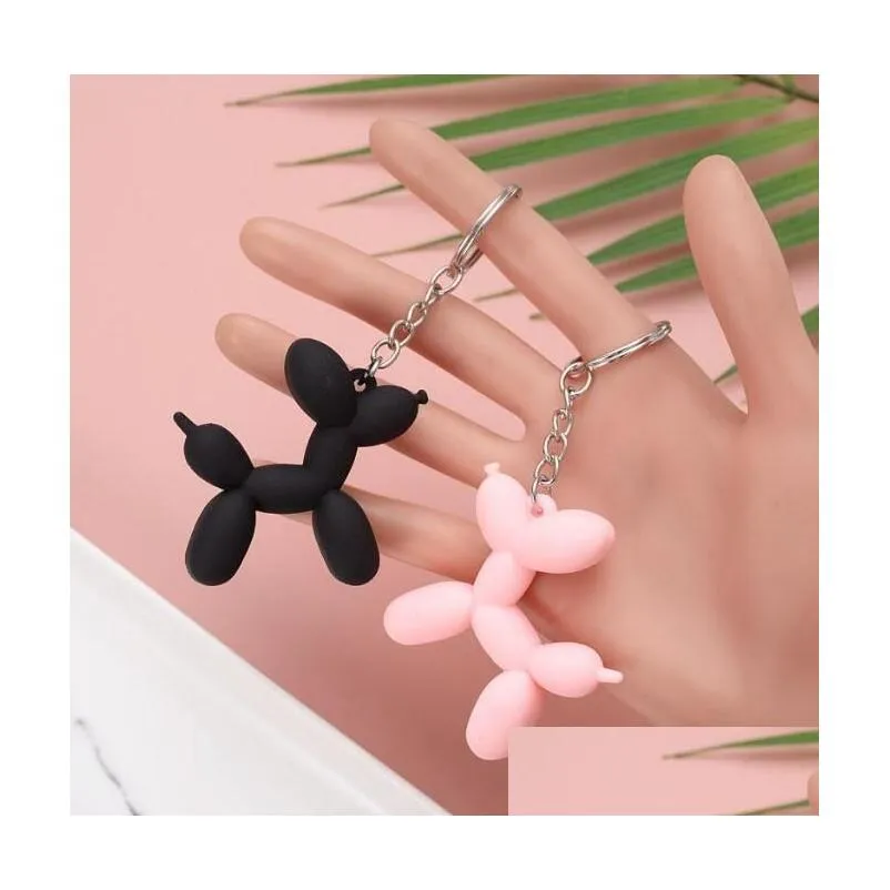 5 Colors Fashion Cute Balloon Dog Keychain Jewelry Couple Keyring Creative Cartoon Mobile Phone Bag Car Pendant Keychains Accessories