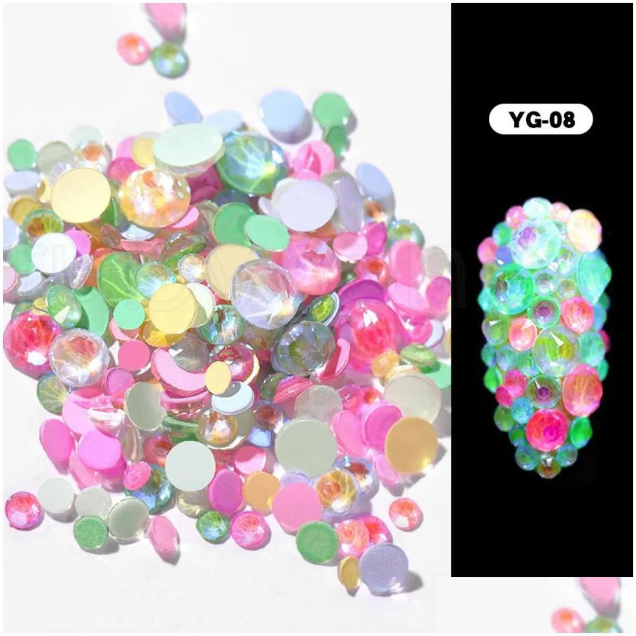 Luminous 3D Crystal Nails Art Rhinestone Flatback Glass Nail art Decoration 3D Glitter Diamond Drill Makeup Tools RRA2078