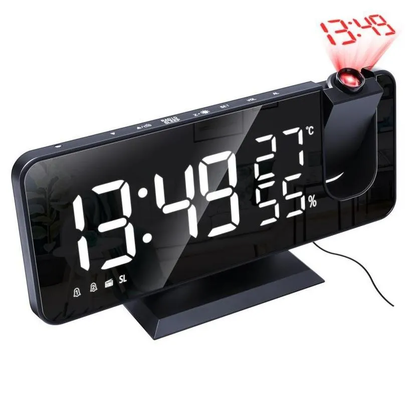Digital Alarm Clock Clocks USB Wake Up Watch Table Electronic Desktop FM Radio Time Projector Snooze Function 2