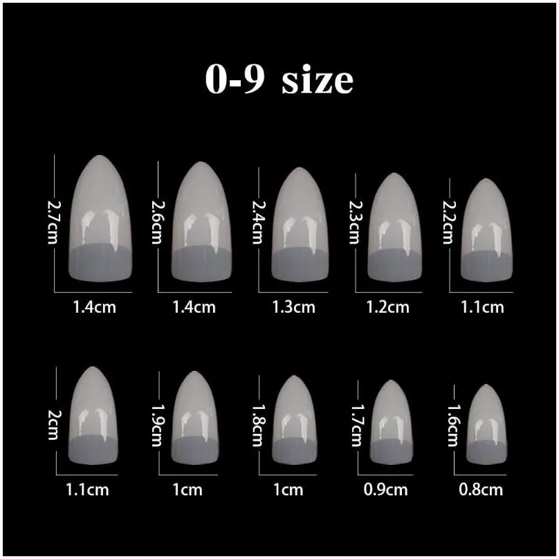 False Nails 500PCS Curved Fake Nail Natural Half Cover Acrylic Suitable For Professional Salon Or Home Use Press On ABS