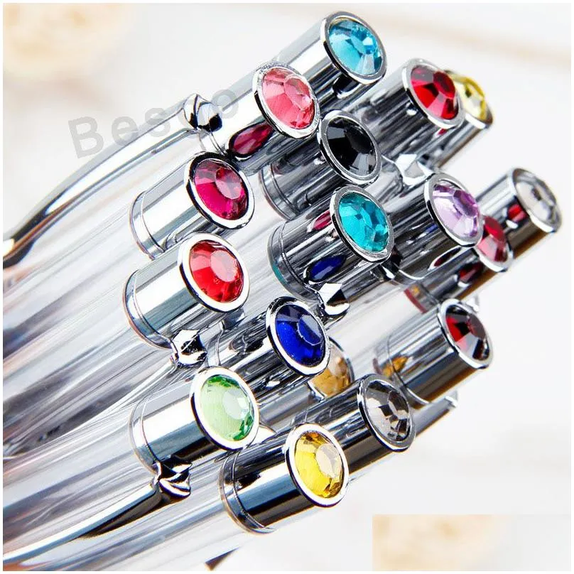 wholesale students colorful crystal ball pens diy blank ballpoint pen school office signature ballpoint pen bh2542 tqq