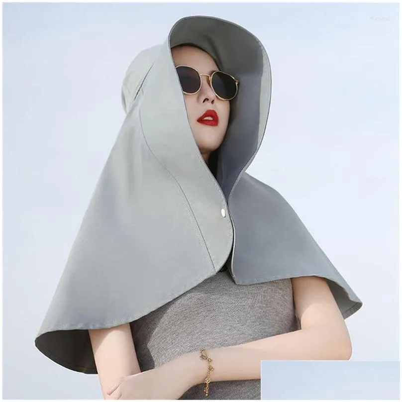 wide brim hats summer sunscreen hat womens anti-ultraviolet sunshade sun cycling neck guard shawl face-covering fisherman