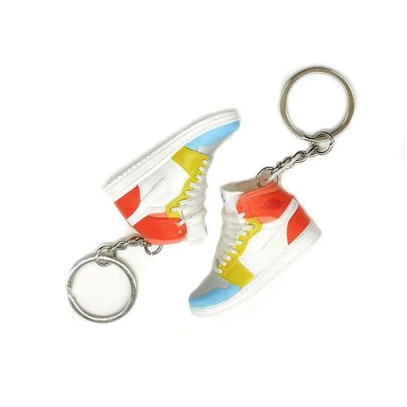 1 Pair Designer 3D Shoes Keychains PVC Sneakers Key Chain Mini Basketball Shoes Keychain Bag Pendant Accessories