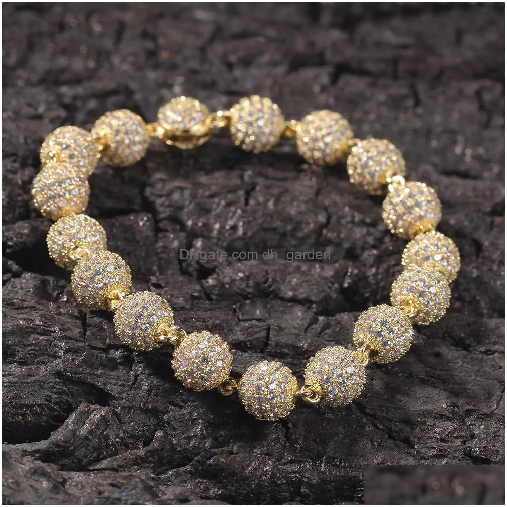 mens gold link bracelets hip hop jewelry round bead vintage bracelet