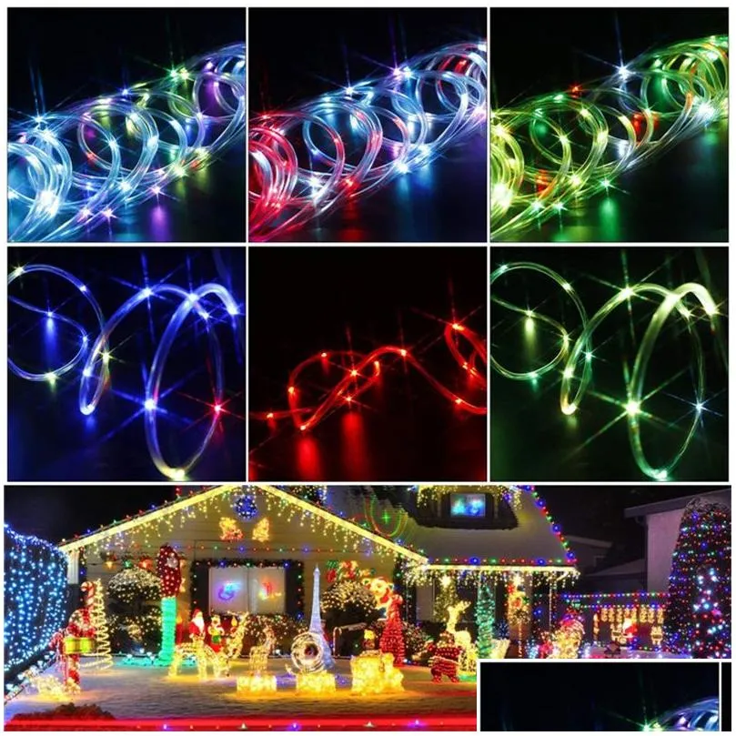 LED Fairy Light Strings 10M 100leds 16 Colors Changing USB Rope Tube String Lights with Remote Timer Ropes For Christmas IP65 Waterproof Home Garden Yard