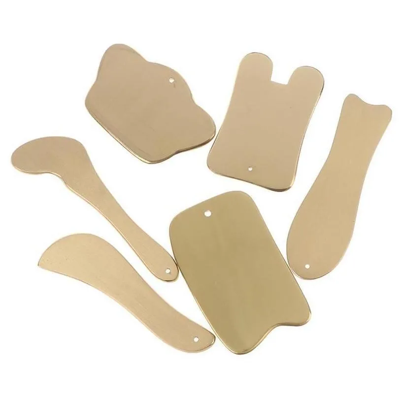 Massage Gun Mas Copper Guasha Scra Scraper Face Masr Acupuncture Gua Sha Board Facial Body Pressure Therapy Drop Delivery Sports Out