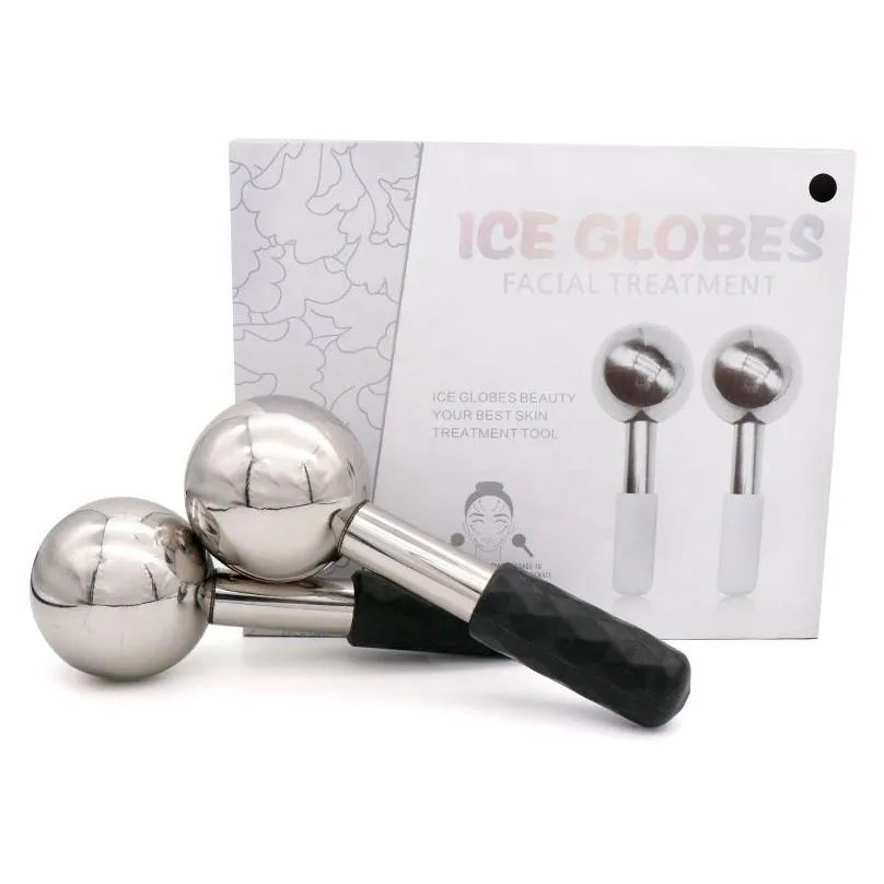 2PC Cooling Ice Globes Facial Massage Unbreakable Stainless Steel Cryo Sticks Massager for Eye Face Lifting Tools Anti Aging Wrinkles Beauty