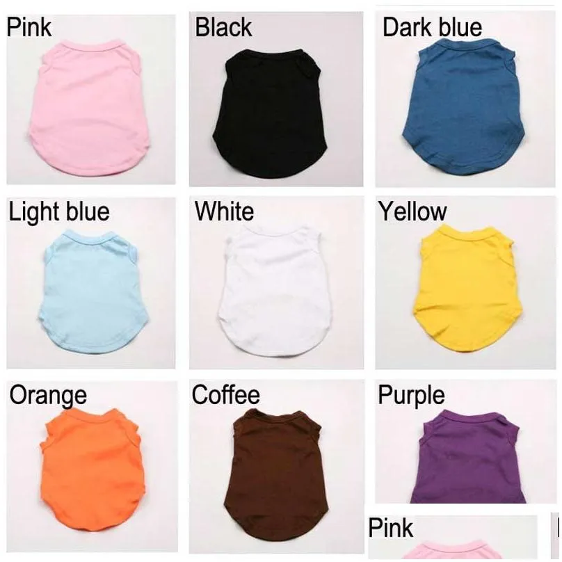 pet clothes puppy dog cotton shirts solid color pet dog t-shirt pet spring summer t shirts dog sleeveless animal cat clothes bh2512