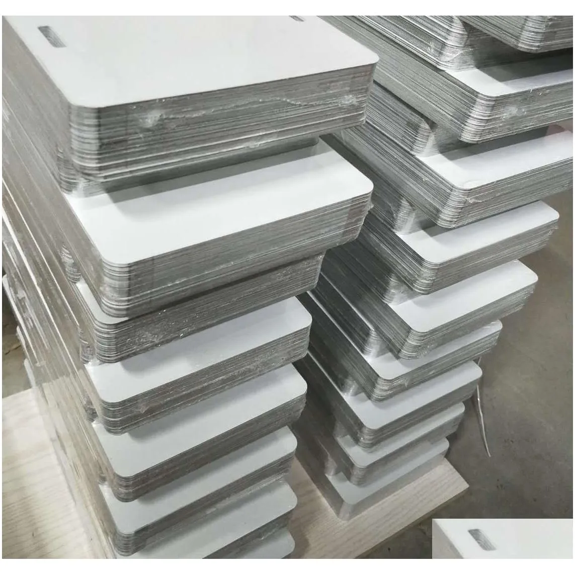 wholesale Sublimation Aluminum License Plate Blank White Aluminium Sheet DIY thermal transfer advertising plates custom logo 15*30cm