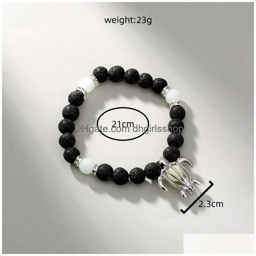 natural stone strands bracelets yoga healing luminous glow in the dark bracelet lotus charm beads for men women