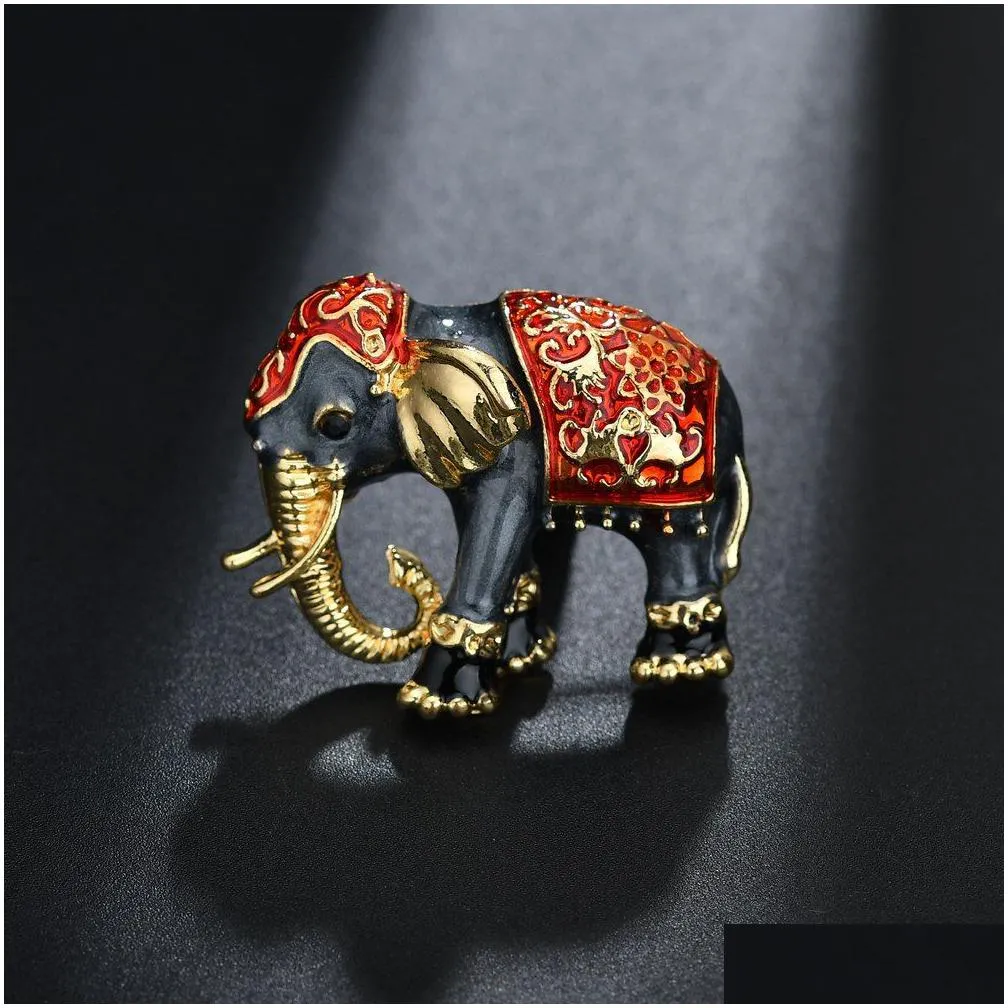 vintage luxury enamel elephant brooches rhinestone animal brooch pins metal clothes jewelry accessories