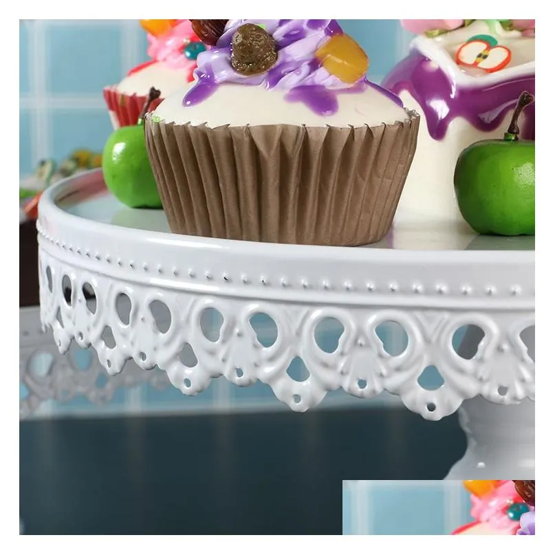 3-Set wedding Cake Stand white Round Antique Cupcake plate Stands Metal iron pastry Dessert tray Display for party cake holder