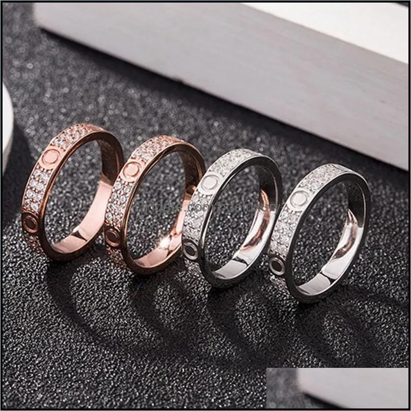 love ring womens couple Diamond screw stainless steel zircon jewelry gifts for woman Accessories wholesale