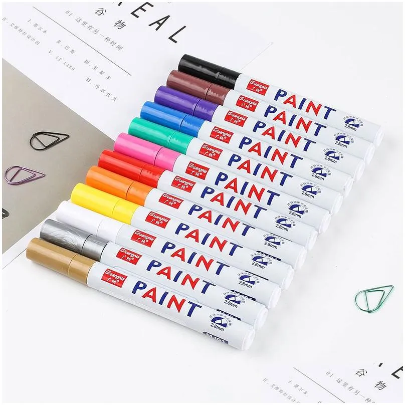 wholesale waterproof marker pen tyre tire tread rubber permanent non fading marker pen paint pen white color can marks on most surfaces dbc