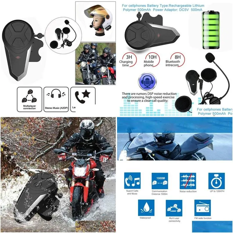 New BT-S3 1000M Motorcycle BT Interphone Motorbike Helmet Wireless Intercom FM Headset Portable Mini Interphone1