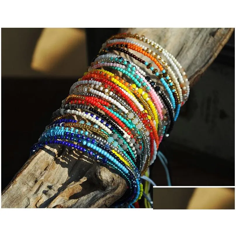 Handmade Bohemian Friendship Bracelets Ethnic Colorful Seed Bead Charm Bracelet For Women Beach Party Gift