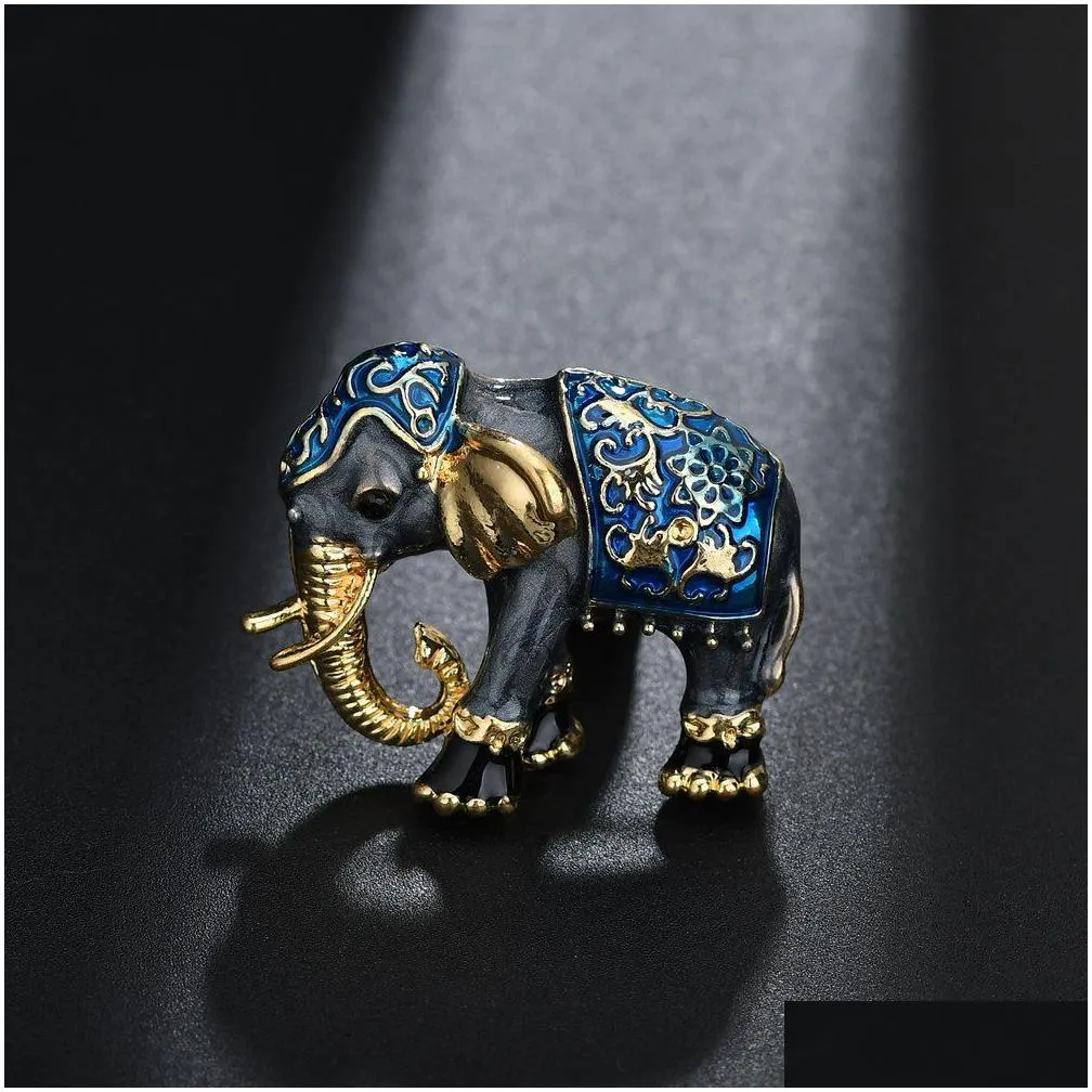 vintage luxury enamel elephant brooches rhinestone animal brooch pins metal clothes jewelry accessories