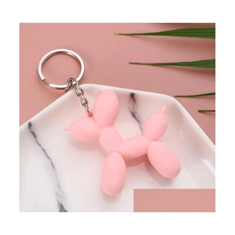 5 Colors Fashion Cute Balloon Dog Keychain Jewelry Couple Keyring Creative Cartoon Mobile Phone Bag Car Pendant Keychains Accessories