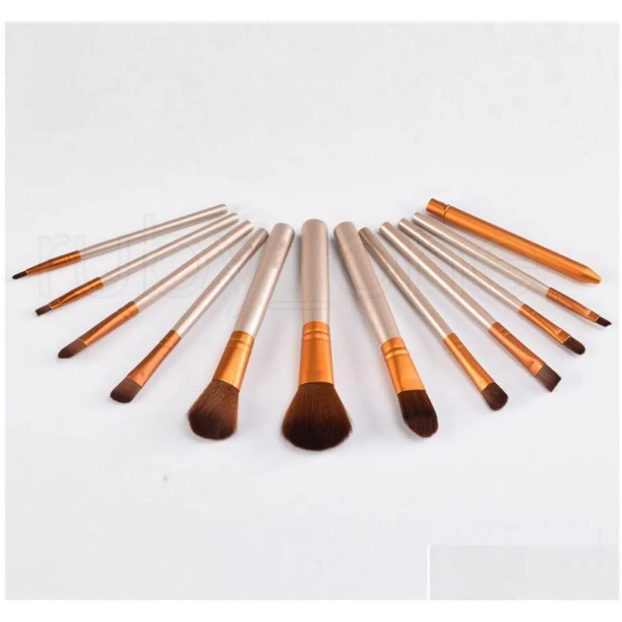 Wood Handle Makeup Brushes Set Foundation Eyeliner Eye Shadow Brushes Kit Cosmetic Makeup Tools With Box 12pcs/set RRA780