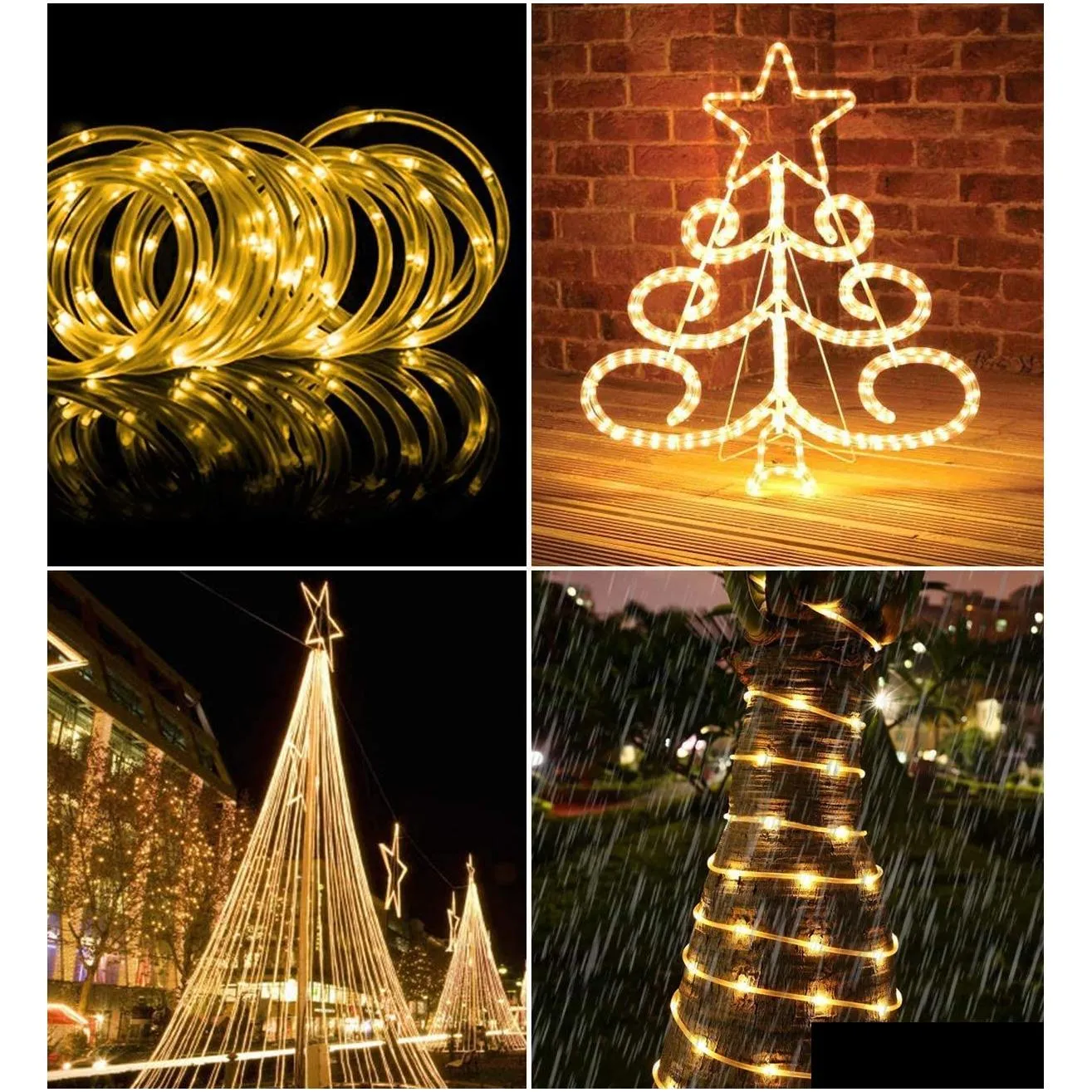Strip Lighting Outdoor LED string Lights With 8 Modes Waterproof Garden Decoration Party Tree Christmas Rope lights Warm White
