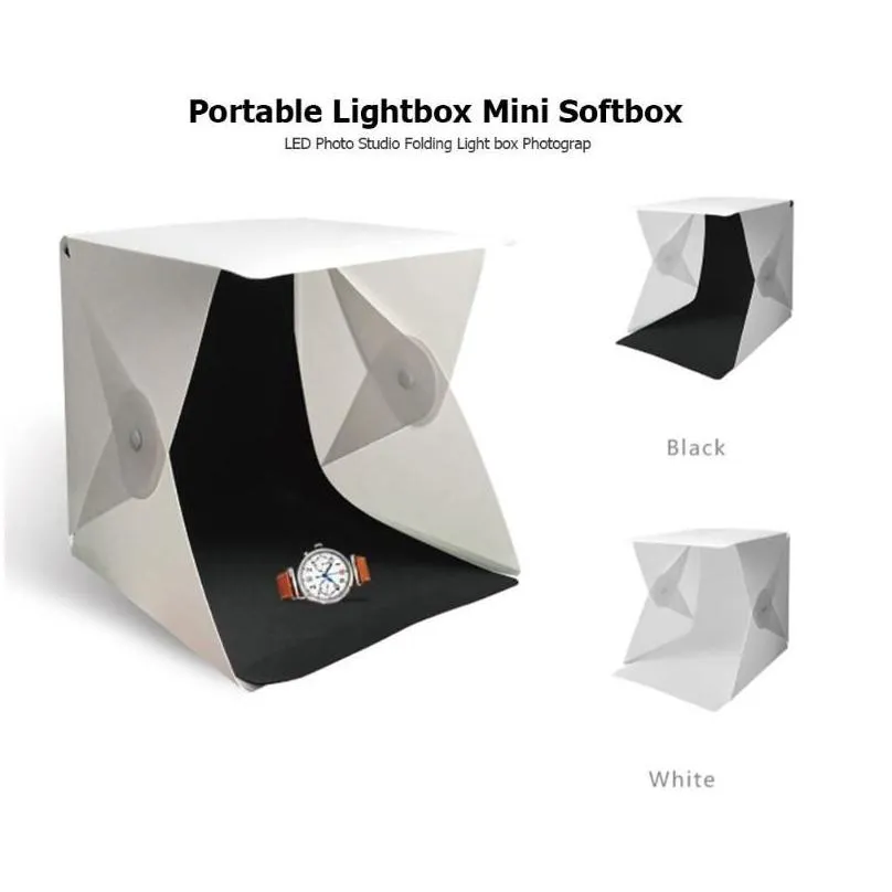 Portable Folding Lightbox Photography Table Top Light Including White Black Background USB Cable Power for Photo Background