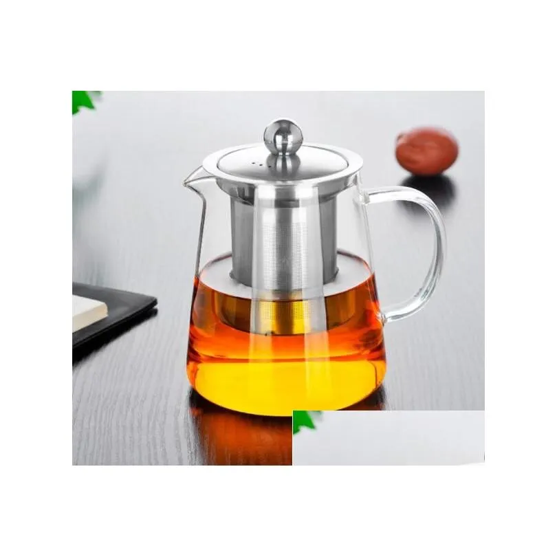 550ml clear heat resistant glass tea pot kettle with infuser filter tea jar home office tea coffee tools 24 up