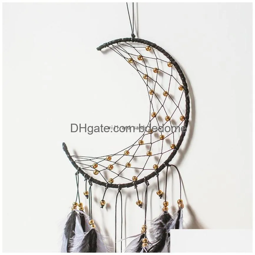 national moon dream catcher feather wall hanging home decor decorations for home window pendant hanging