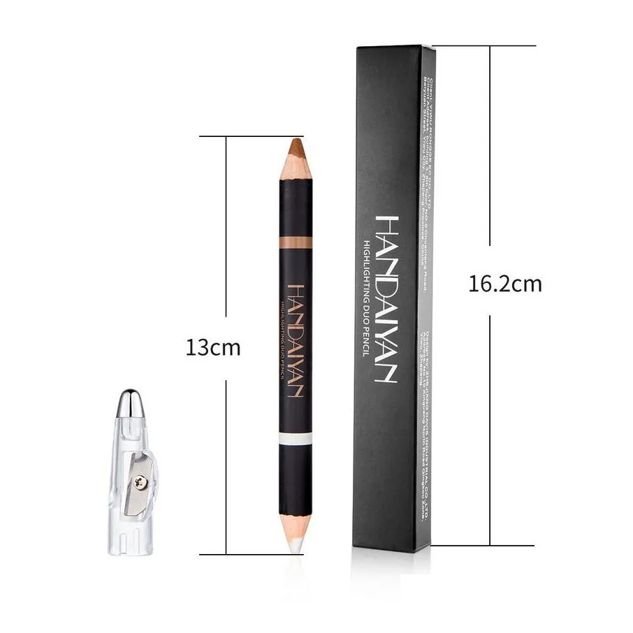 Handaiyan Double waterproof eyebrow pencil Wholesale Highlighter Pencils with Sharpener Brow Bone Facial Brightening Matte Shimmer Easy to Wear Concealer