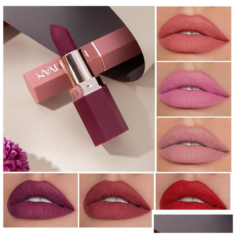 6 Color Matte Lipstick Non Stick Cup No Fade Natural Long Last Easy to Wear Handaiyan Makeup Matt Lip Sticks