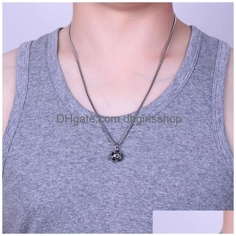 fashion stainless steel football necklace men soccer pendant necklace women sporty jewelry gift