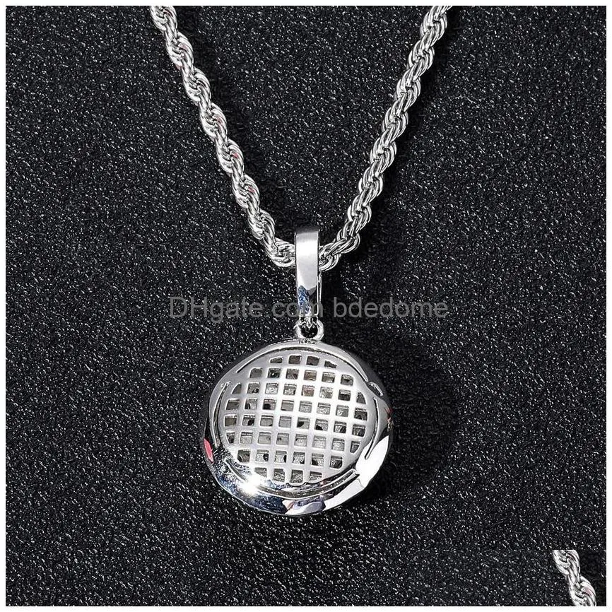 bling 18k gold cubic zirconia basketball necklace 60cm golden chains jewelry set copper diamond hip hop sport football pendant rap necklaces for women men