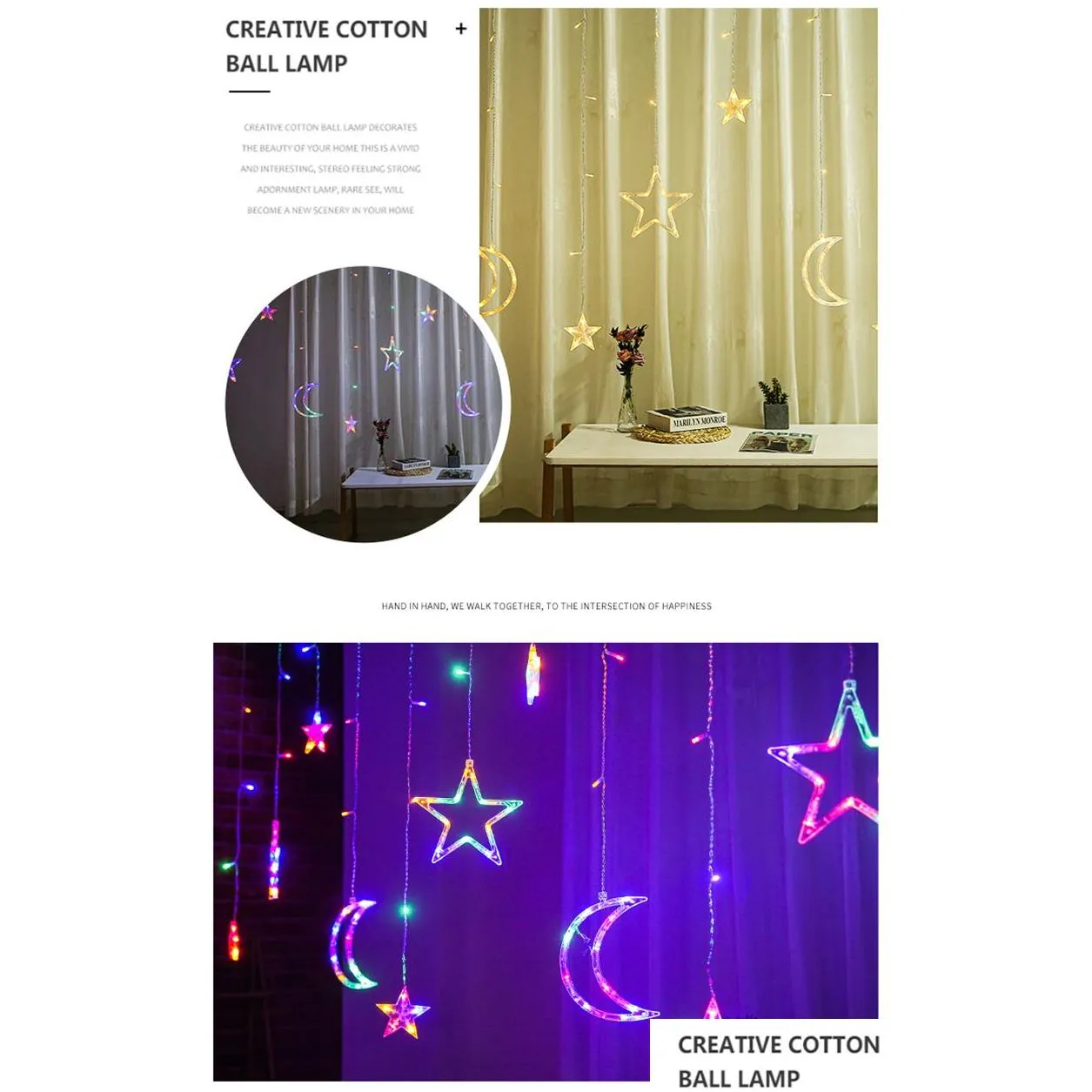 Solar LED Light String Curtain Romantic Rope Lights With Remote Control Outdoor Star Garland Moon Lamp Bar Home Decoration Party Christmas
