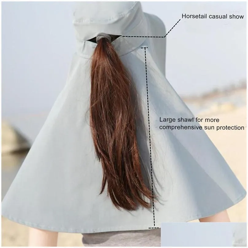 wide brim hats summer sunscreen hat womens anti-ultraviolet sunshade sun cycling neck guard shawl face-covering fisherman