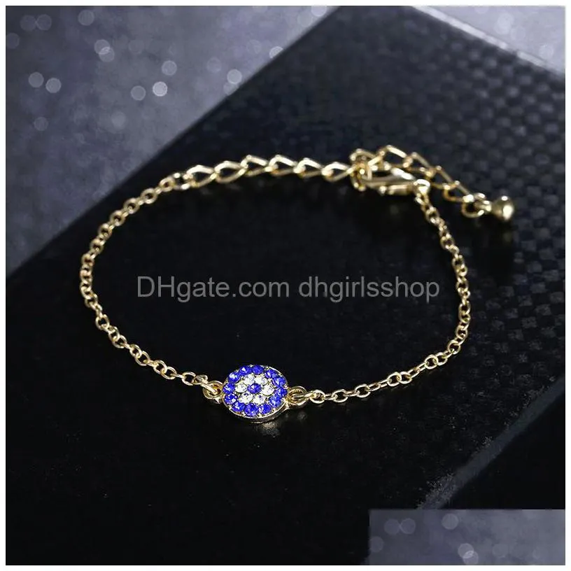 trendy turkish gold evil eye bracelet pave sliver color chain bracelets adjustable female party jewelry