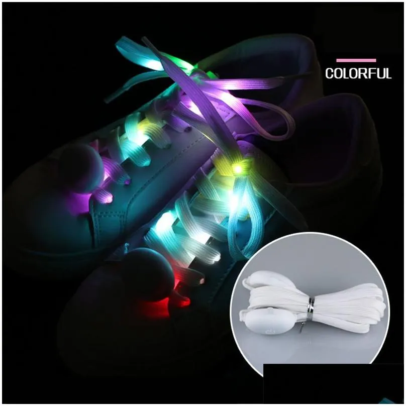 LED Light Up Shoelaces with colorful Flashing Disco Lighting Glow Nylon Strap for Night Party Hip-hop Dancing