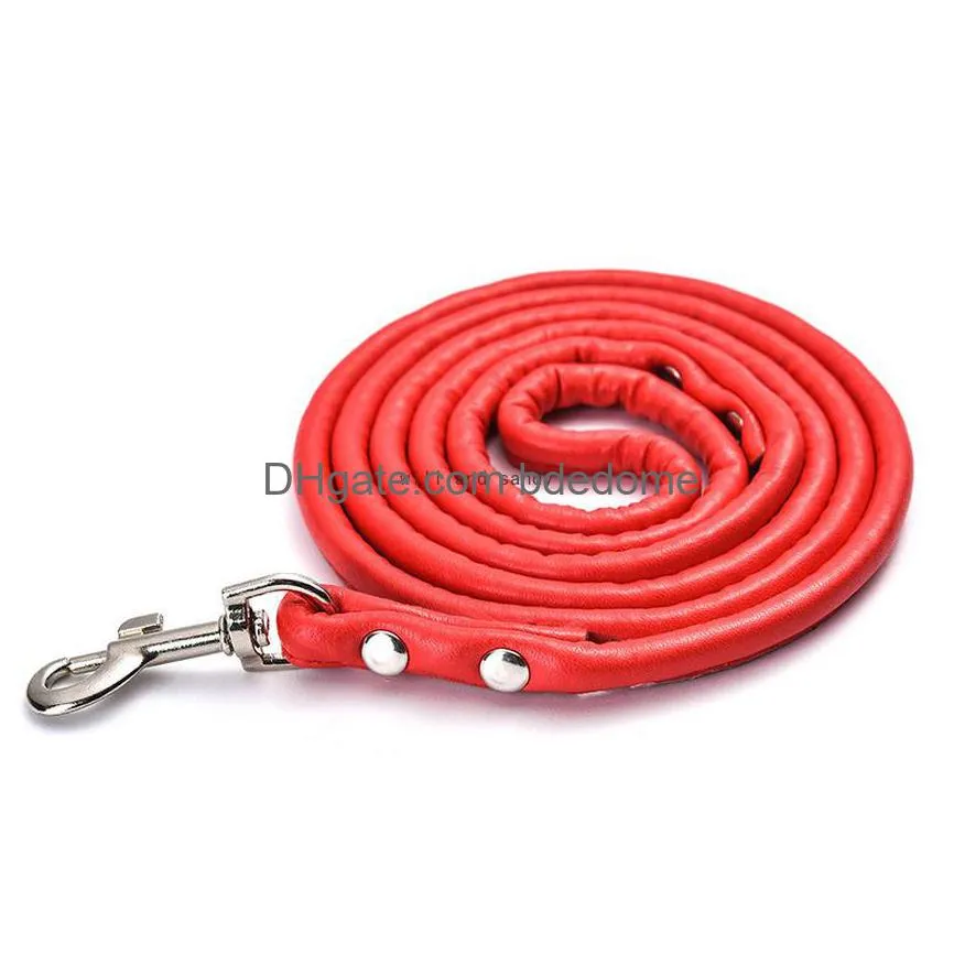 red black candy color pu leather leash cute puppy walk leashes hook pet dogs supplies will and sandy