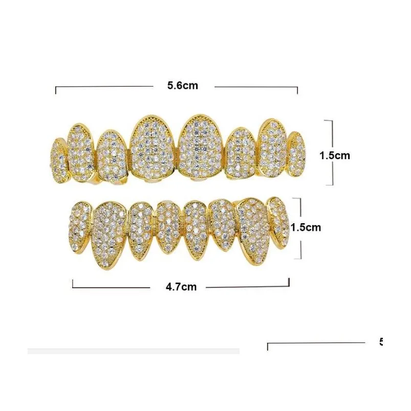  hip hop teeth tooth grillz copper zircon crystal teeth grillz dental grills halloween jewelry gift whole for rap rapper me5413528